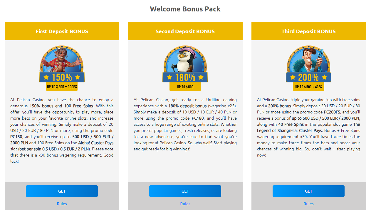 Pelican Casino Weekly Bonuses